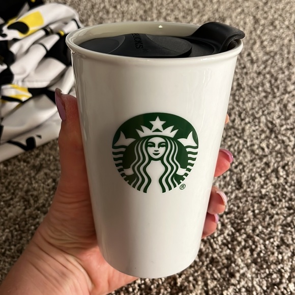 Starbucks Dining Starbucks Ceramic Travel Mug 8 Ounces With Lid Poshmark